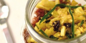Riso rosso con dadolata di cicoria(torsolo),ceci e curcuma