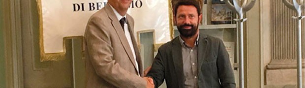 Da sinistra: Remo Morzenti Pellegrini, rettore dell'Università degli Studi di Bergamo; Paolo Franco, presidente di Uniacque SpA