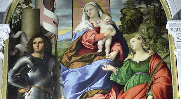 Vicenza, Chiesa di Santo Stefano, Madonna col Bamino e i santi Giorgio e Lucia, 1518-1520 ca